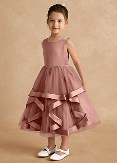 Azazie Posy Flower Girl Dresses Cedar Rose A-Line Beaded Tulle Dress image3