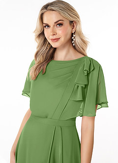 Azazie Aaliyah Modest brudtärna klänningar Klä A-Line Utsvängd Golvlängd Chiffong image11