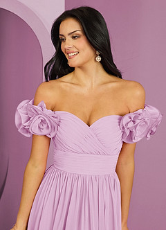 Barbie ♥ Azazie Jurken voor bruidsmeisjes Converteerbaar Jurk van Chiffon met A-Lijn Off the Shoulder Snoep Roze image21