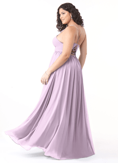 Azazie Aaida Bridesmaid Dresses Frosted Lilac A-Line Corset Chiffon Dress image10