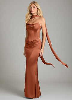 Azazie Sorrel Bridesmaid Dresses Cedar Rose Mermaid Strapless Stretch Satin Convertible Dress image1
