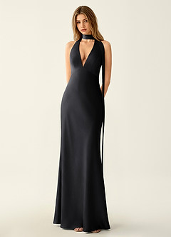 Wrenllien Black Satin Prom Dress image5