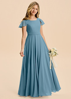 Azazie Cady Junior Abito A-Line in Chiffon Plissettato Bermuda image3