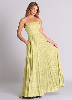 Azazie Mariana Bridesmaid Dresses Lemon Sorbet A-Line Strapless Floral Burnout Convertible Dress image3