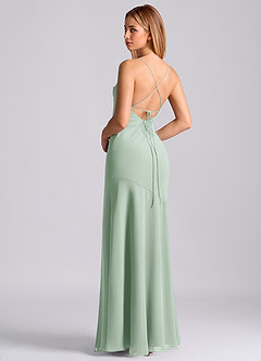 Azazie Grata Bridesmaid Dresses Agave Mermaid Pleated Chiffon Dress image2