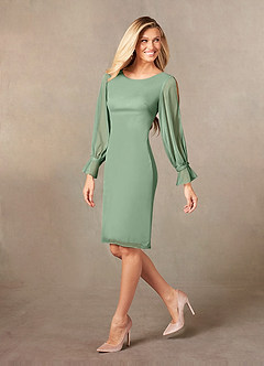 Azazie London Abiti per la Madre della Sposa Abito Tubino in Maglia Matcha image6