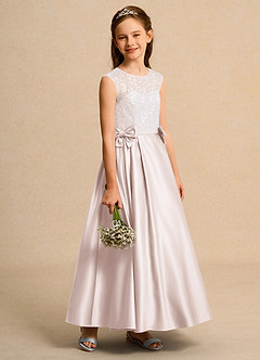 Azazie Candy Girl Flower Girl Dresses Rose Petal Ball-Gown Bow Matte Satin Dress image7