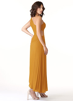 Azazie Kirra Bridesmaid Dresses Butterscotch A-Line One Shoulder Chiffon Dress image4