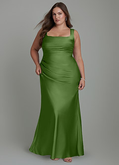 Azazie Agustina Robes de demoiselle d'honneur Robe Sirène en Satin extensible Corset Basilic image9