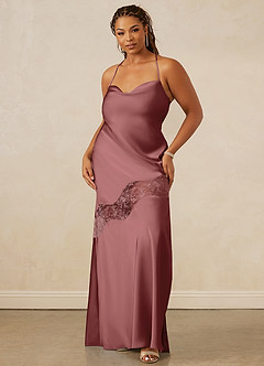 Christian Siriano Bridal for Azazie 1012 Bridesmaid Dresses Amethyst Sheath Lace Stretch Satin Dress image10
