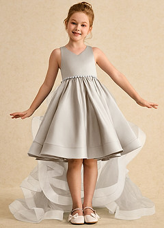 Azazie Julietta Flower Girl Dresses Frost Ball-Gown Convertible Tulle Dress image2