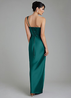 Azazie Sabrina Robes de demoiselle d'honneur Robe Sirène en Satin extensible Corset Paon image3