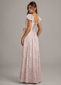 Azazie Aricella Bridesmaid Dresses Blushing Pink A-Line Corset Floral Burnout Dress image4
