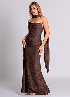 Azazie Sorrel Vestidos de damas de honor Vestido de Ganache de Devorado Floral de Corte Sirena Convertible con Corsé image3