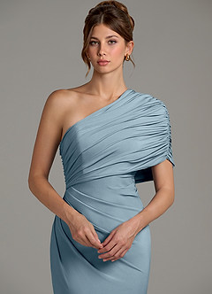 Azazie Essence Abiti da Damigella Abito Tubino in Maglia elasticizzata di alta qualità Monospalla Blu Polveroso image7