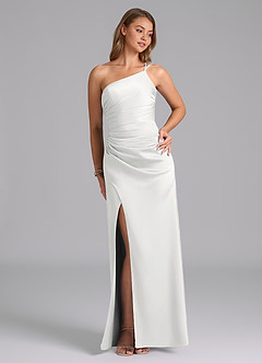 Azazie Eren Šaty pro družičky Mořská panna Jedno rameno Strečový satén Délka podlahy Šaty image4