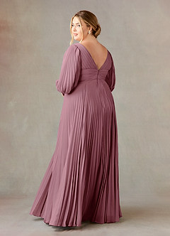 Azazie Zahara Mother of the Bride Dresses Vintage Mauve A-Line V-Neck Pleated Chiffon Dress image10
