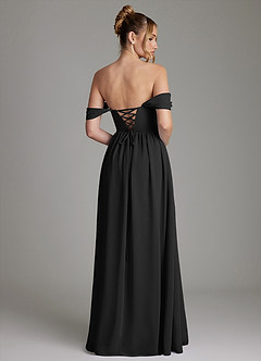 Azazie Caterina Bridesmaid Dresses Black A-Line Corset Chiffon Dress image10