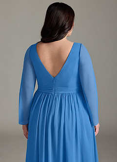 Azazie Teton Zwangerschaps Bruidsmeisjekleding A-Lijn Lange mouw Chiffon Vloerlengte Jurk image13