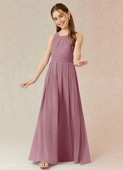 Azazie Bibiane Junior Vintage Mauve A-Line Pleated Chiffon Dress image4