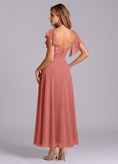 Azazie Leilani Brautjungfernkleider A-Linie Gestreift Chiffon Kleid Antike Rose image5