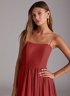 Azazie Calianna Bridesmaid Dresses Rust A-Line Off the Shoulder Chiffon Convertible Dress image2