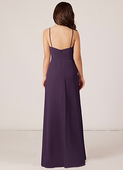 Azazie Kaylee Junior Plum A-Line with Belt Chiffon Dress image2