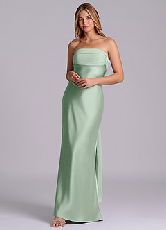 Azazie Ailanie Brudtärnklänningar Klä av Tubklänning i Stretch Satin Axelbandslös Agave image3