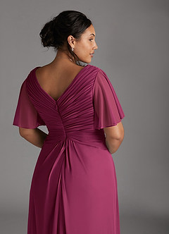 Azazie Emmeline Mère de la mariée Robes Robe Trapèze en Maille Col V plissé Mûre image5
