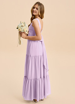 Azazie Devon Junior Linia A Marszczony Szyfon Długość podłogi Młodsza druhna Sukienka image3