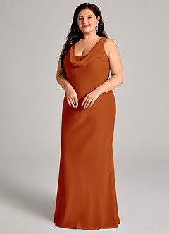 Azazie Rylina Bridesmaid Dresses Paprika Mermaid Pleated Chiffon Dress image9