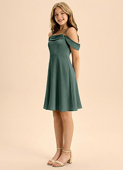 Azazie Anselie Junior Klä av A-Line i Stretch Satin Plisserad image4