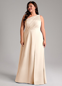 Azazie Phaedra Bridesmaid Dresses White Alabaster A-Line One Shoulder Chiffon Dress image8