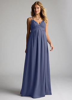 Azazie Emree Maternity Bridesmaid Dresses A-Line Chiffon Floor-Length Dress image1