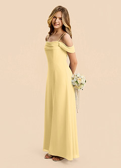 Azazie Lilly Junior A-Linie Plissee Chiffon Kleid Butter image3