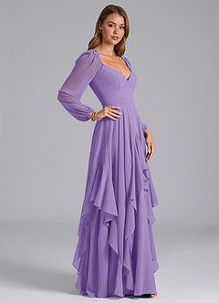 Azazie Karan Bridesmaid Dresses Tahiti A-Line Long Sleeve Chiffon Dress image5