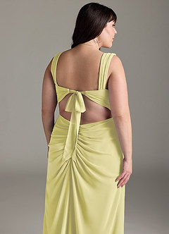 Azazie Jesaphine Bridesmaid Dresses Lemon Sorbet Sheath Bow Chiffon Dress image14