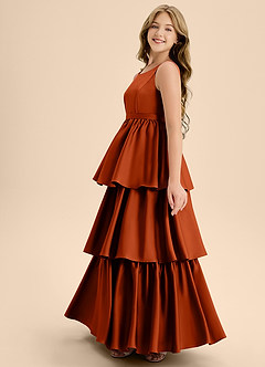 Azazie Meadowyn Junior Paprika A-Line Bow Stretch Satin Dress image5