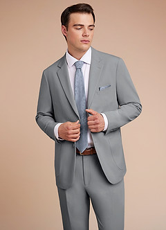 front Owen Gris Chaqueta de traje ligera a medida