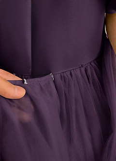 Azazie Cocoa Abiti da Ragazza di Fiori Abito Principessa in Tulle Plissettato Prugna image10