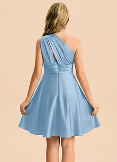 Azazie Charlize Junior Powder Blue A-Line Pleated Stretch Satin Dress image2