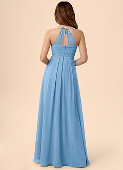 Azazie Ginny Junior Powder Blue A-Line Pleated Chiffon Dress image4