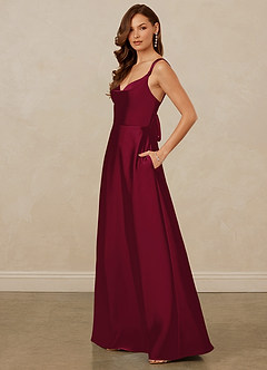 Christian Siriano Bridal for Azazie 1001 Brautjungfernkleider A-Linie Herzausschnitt Stretch-Satin Kleid Burgunderrot image4