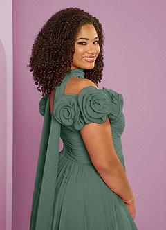 Barbie ♥ Azazie Bridesmaid Dresses Eucalyptus A-Line Off the Shoulder Chiffon Convertible Dress image11