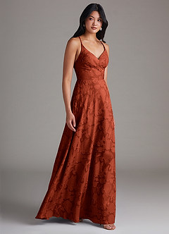 Azazie Davis Bridesmaid Dresses Auburn A-Line Pleated Floral Burnout Dress image4