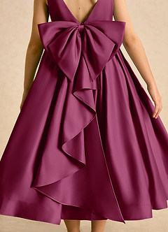 Azazie Cailee Flower Girl Dresses Mulberry Ball-Gown Pleated Matte Satin Dress image7