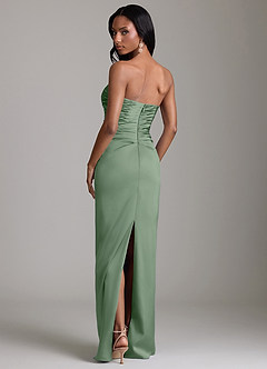 Azazie Sonora Robes de demoiselle d'honneur Robe Fourreau en Satin extensible Sans bretelles Matcha image7