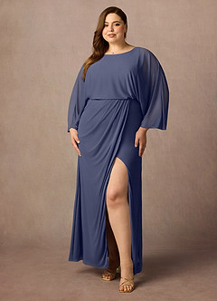 Azazie Ysabella Mother of the Bride Dresses Stormy Mermaid Pleated Mesh Dress image6