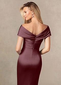 Azazie Ludlow Mother of the Bride Dresses Sangria Mermaid Pleated Stretch Satin Dress image5