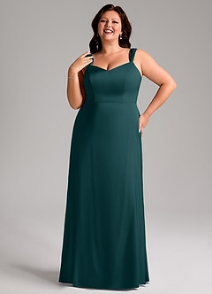 Azazie Denice Robes de demoiselle d'honneur Robe Fourreau en Satin extensible Plissée Vert Pin image10